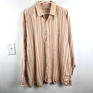 Tommy Bahama 100% Silk Stripe Button-Up Shirt